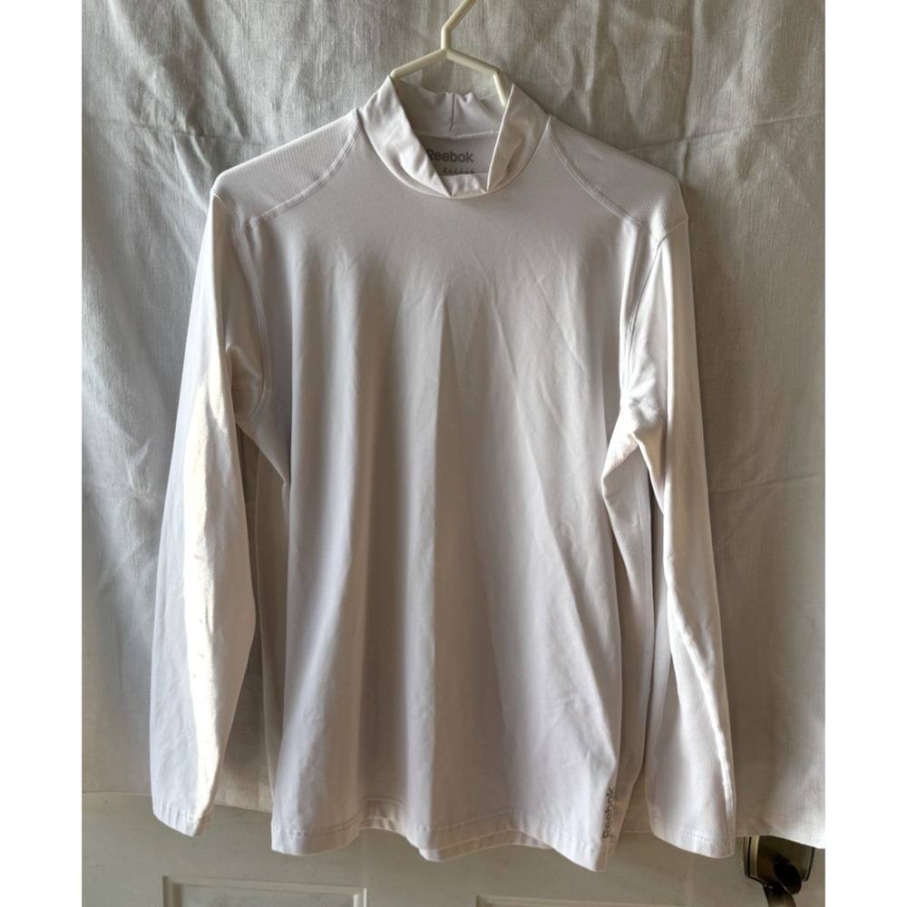 Reebok Mens White Long Sleeve Mock Neck Performance Top XL‎ Play Dry